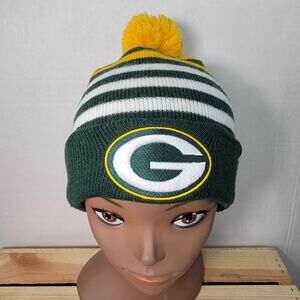 47 Brand Kids Green Bay Packers Yellow White & Green Beanie w/ Single Pom Pom